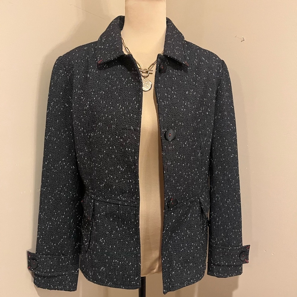 Mary McFadden Black and White Tweed Blazer